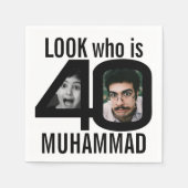 誰が40歳の誕生日を見る2写真黒パーティー スタンダードカクテルナプキン (正面)