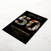 誰が50幸せ50歳の誕生日を見るフォトコラージュ 箔招待状 (回転した状態)