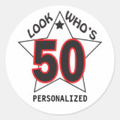 誰が50歳か見て | 50誕生日 ラウンドシール (正面)