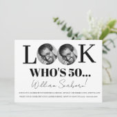 誰が50歳か、写真付きカスタム50歳の招待状 招待状 (スタンド正面)