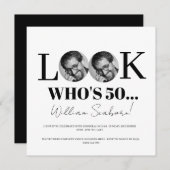 誰が50歳か、写真付きカスタム50歳の招待状 招待状 (正面/裏面)