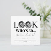誰が50歳か、写真付きカスタム50歳の招待状 招待状 (スタンド正面)