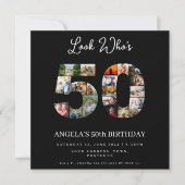 誰が50歳だなんて！おめでとう 50歳の誕生日 フォト コラージュ 招待状 (正面)