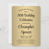 誰が50歳だ！ ブラック＆ゴールド2 フォト バースデーパーティー セーブザデート (裏面)