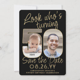 誰が50歳だ！ ブラック＆ゴールド2 フォト バースデーパーティー セーブザデート