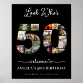 誰が50歳の誕生日の写真コラージュを見る ポスター (正面)