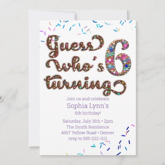 誰が6つのクッキーを回しているか推測 招待状 (正面)