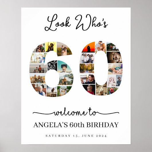 誰が60フォトコラージュのパーティーのサイン ポスター (正面)
