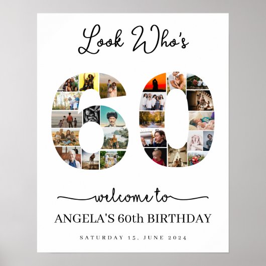 誰が60フォトコラージュのパーティーのサイン ポスター (正面)