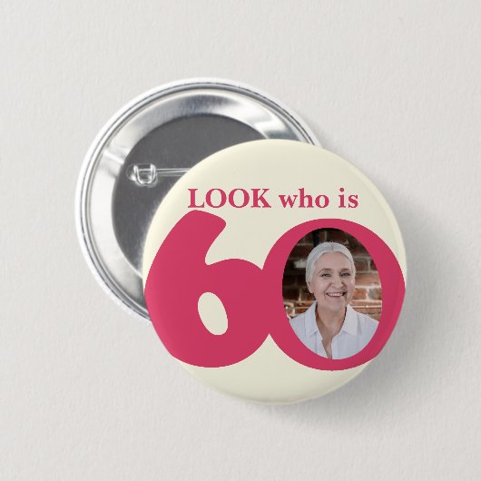 誰が60写真おもしろいピンククリームボタン/バッジ 缶バッジ (正面&裏面)