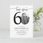誰が60歳か見て | 写真60番目の誕生日招待状 招待状 (スタンド正面)