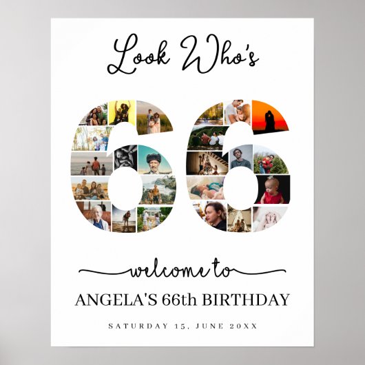 誰が66フォトコラージュのパーティーサイン ポスター (正面)