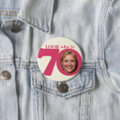 誰が70写真おもしろいピンククリームボタン/バッジ 缶バッジ (インサイチュ)