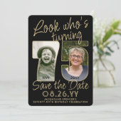 誰が75歳のブラック＆ゴールド2周年写真誕生日パーティーだなんて！ セーブザデート (スタンド正面)