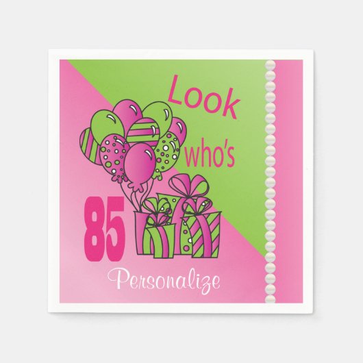 誰が85歳か見て |第85誕生日 スタンダードカクテルナプキン (正面)
