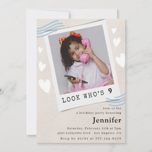 誰が9歳の誕生日の招待状を回しているか 招待状 (正面)
