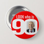 誰が90の写真ボタ赤と白ン/バッジ 缶バッジ (正面&裏面)