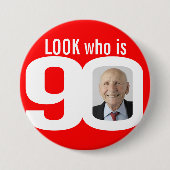 誰が90の写真ボタ赤と白ン/バッジ 缶バッジ (正面)