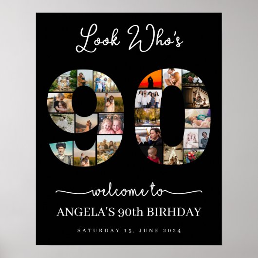 誰が90カスタマイズ可能なフォトコラージュの看板 ポスター (正面)