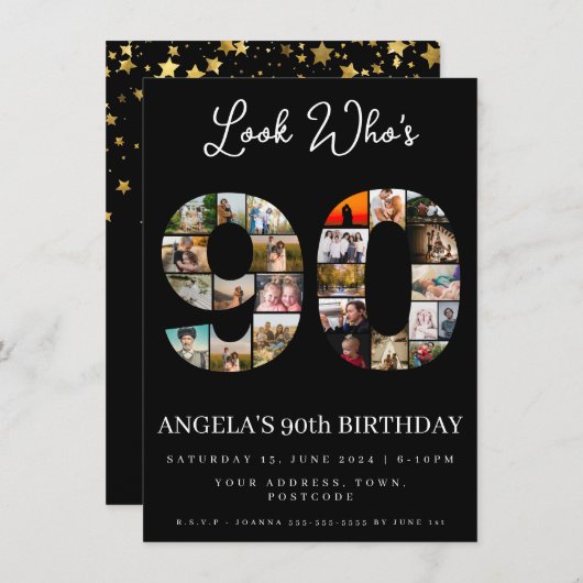 誰が90カスタマイズ可能なフォトコラージュ 招待状 (正面/裏面)