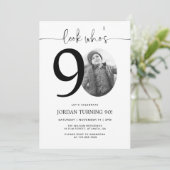 誰が90歳か見て | 写真90番目の誕生日招待状 招待状 (スタンド正面)