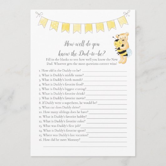 誰がDaddy-To-Be-Game男の子テディベアカードを知っている プログラム (正面)