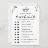 誰がItを言ったかゴシック推測ブライダルシャワーゲームカード 招待状 (正面)