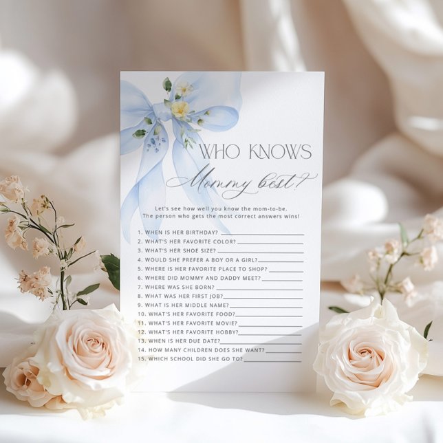 誰がmommyブルーボウ最高のベビーシャワーゲームを知っている (クリエイターアップロード済み)
