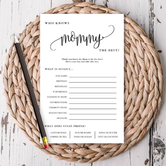 誰がMommy編集可能最高の紙ゲームカードを知っている チラシ