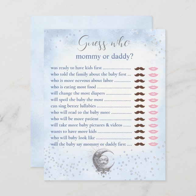 誰がMommy Daddyブルームーンベビーシャワーゲーム (正面/裏面)