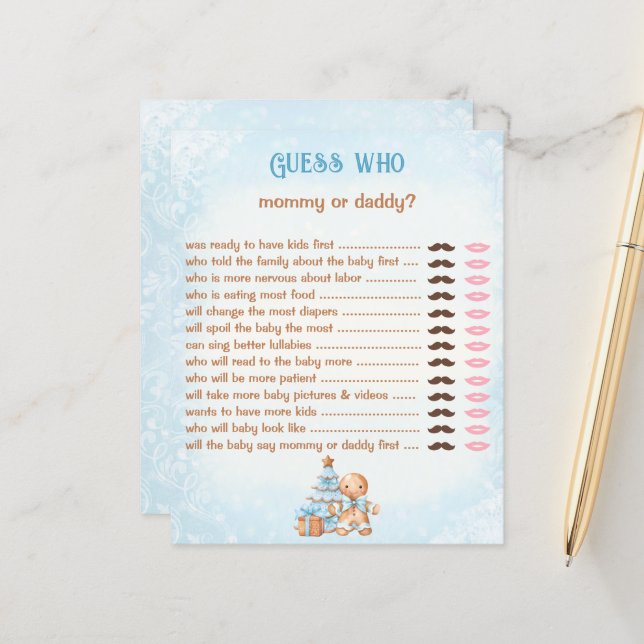 誰がMommy Daddy Blue赤ちゃんシャワーゲーム (正面/裏面インサイチュ)