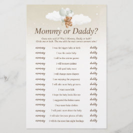 誰がSage Teddy Bearベビーシャワーゲームと言った チラシ