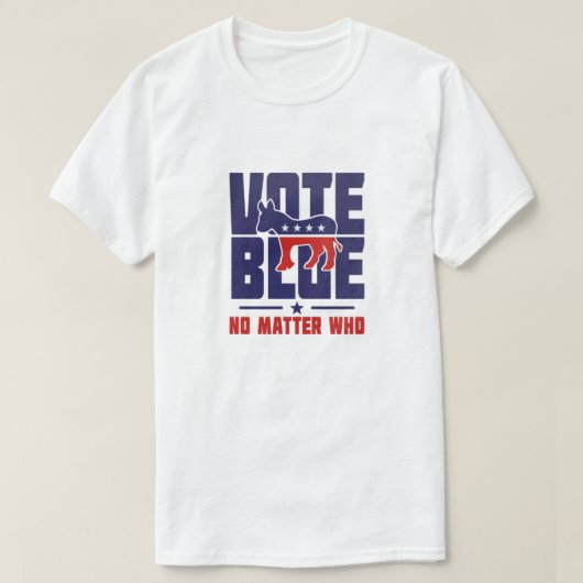 誰がTシャツを着ても青に投票 Tシャツ (デザイン正面)
