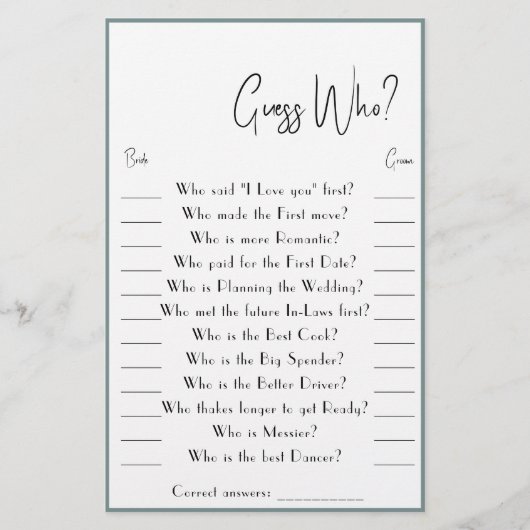 誰だと思う？ゲームカードフライヤー チラシ (正面)