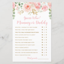 誰だと思う?ママかパパのゲームカード赤ちゃんシャワー