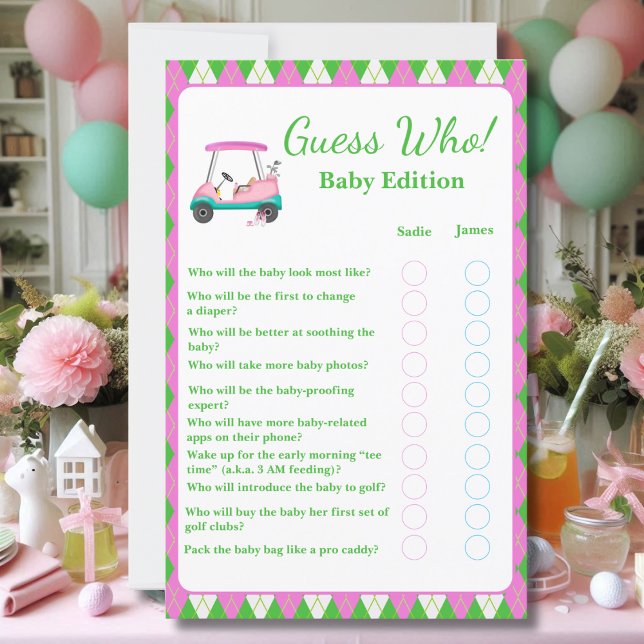 誰だと思う？ママ&パパベビーシャワーゴルフカート (クリエイターアップロード済み)