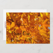 誰でもおいで　秋の葉　黄金 招待状 (正面/裏面)