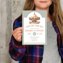 誰でも大歓迎！サーカス・カルーセル誕生日パーティー 招待状