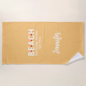 誰でも楽しめる最高のビーチでの逃避 黄色 ビーチタオル (正面)