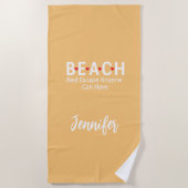 誰でも楽しめる最高のビーチでの逃避 黄色 ビーチタオル (正面)