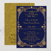 誰でも歓迎、ブルーナイト、ギャツビー風 招待状 (正面/裏面)