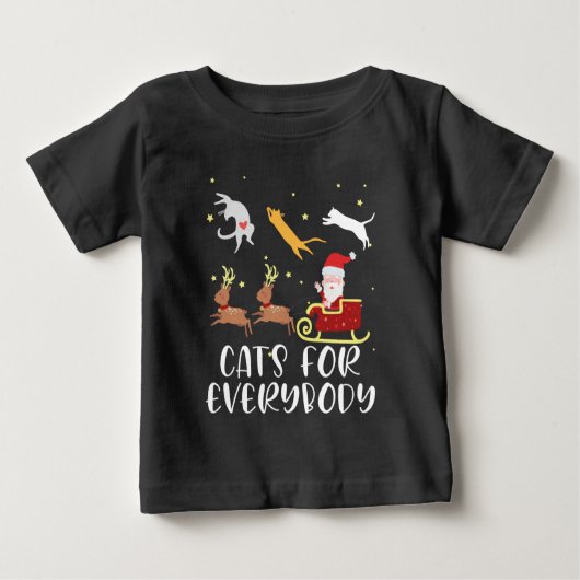 誰でも猫のクリスマス 猫おもしろ クリスマス女性 ベビーTシャツ (正面)