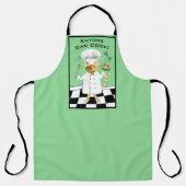 誰でも調理師!グリーン子猫エプロン（大） エプロン (正面)