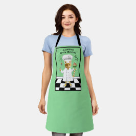 誰でも調理師!グリーン子猫エプロン（大） エプロン