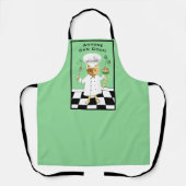 誰でも調理師!グリーン子猫エプロン（大） エプロン (正面)
