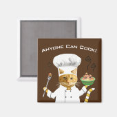 誰でも調理師!子猫冷蔵庫磁石（ブラウン） マグネット (正面/裏面)