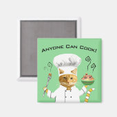 誰でも調理師!子猫冷蔵庫磁石（緑） マグネット (正面/裏面)