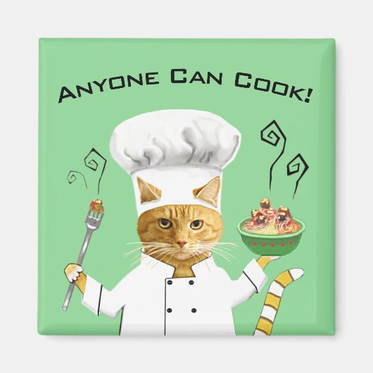 誰でも調理師!子猫冷蔵庫磁石（緑） マグネット (正面)