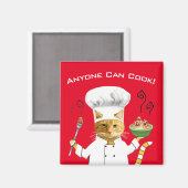 誰でも調理師!子猫冷蔵庫磁石（赤） マグネット (正面/裏面)