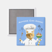 誰でも調理師!子猫冷蔵庫磁石（青） マグネット (正面/裏面)